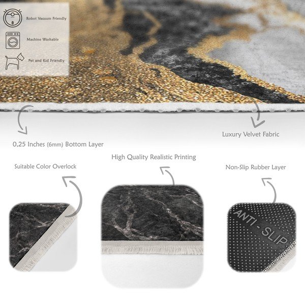 Crno-bijeli perivi tepih 160x230 cm – Mila Home-image-3