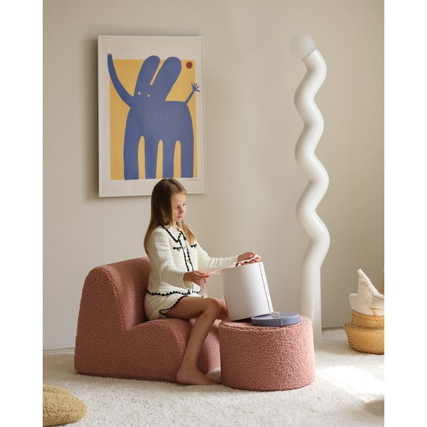 Ružičasti dječji tabure od bouclé tkanine – Wigiwama-image-3