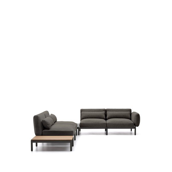 Tamno siva podstavljena vrtna sofa (u obliku slova L) Sorells – Kave Home-image-3