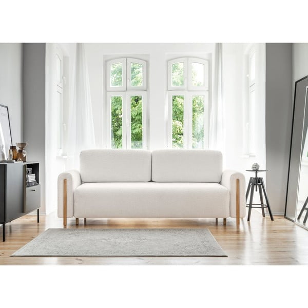 Krem sklopiva/s prostorom za odlaganje sofa od bouclé tkanine 244 cm Arcadova – ELTAP-image-1