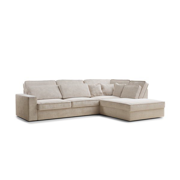 Krem kutna garnitura od šenila (s desnim kutom/u obliku slova L) Kirou – Maison de Rêve-image-2