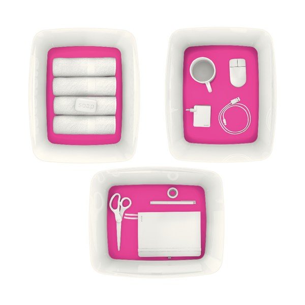 Bijela/ružičasta plastična kutija za pohranu s poklopcem 32x38.5x20 cm MyBox – Leitz-image-2