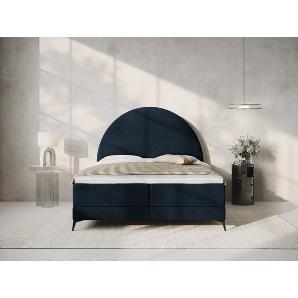 Tamnoplavi boxspring krevet s prostorom za pohranu 160x200 cm Sunrise - Cosmopolitan Design-image-1