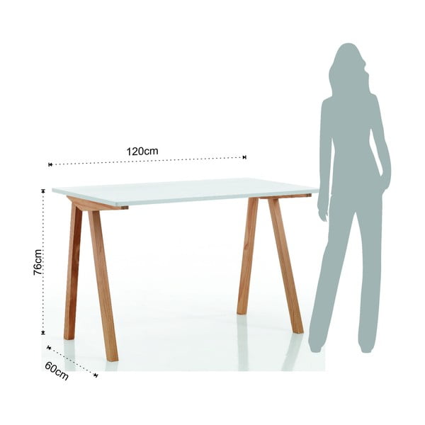 Radni stol s bijelom pločom stola 60x120 cm Mak – Tomasucci-image-4