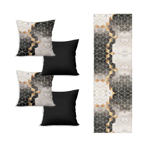 Set nadstolnjaka i 4 jastučnice Optic - Minimalist Cushion Covers