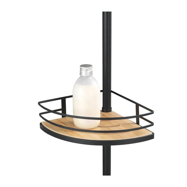 Mat crna/u prirodnoj boji teleskopska kupaonska polica od bambusa kutna Dolcedo – Wenko-image-2