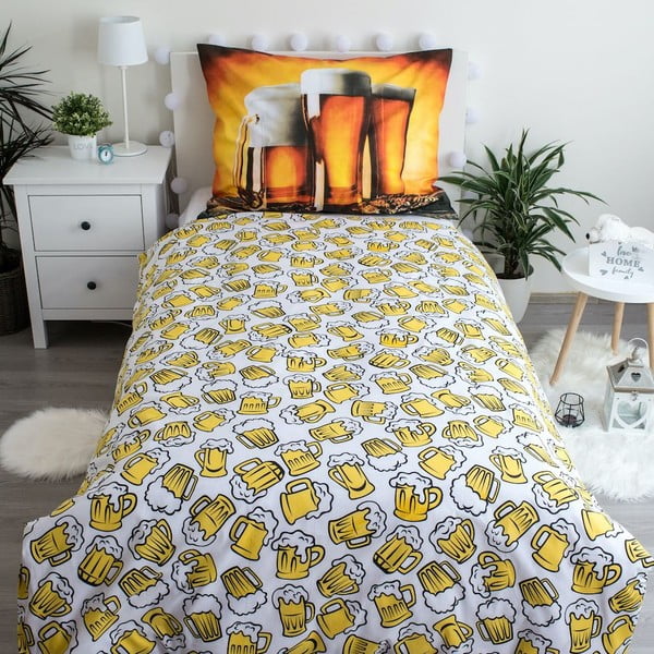 Jantarna pamučna posteljina za krevet za jednu osobu 140x200 cm Beer – Jerry Fabrics-image-2