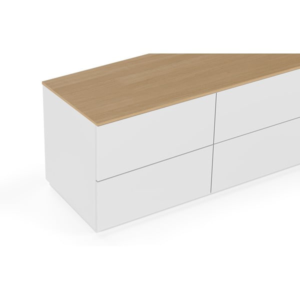 Bijela komoda s ladicama i pločom u dekoru hrasta TemaHome Join, 120 x 54 cm-image-1