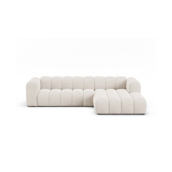 Krem kutna garnitura od šenila (s desnim kutom/s ležaljkom) Lupine – Micadoni 