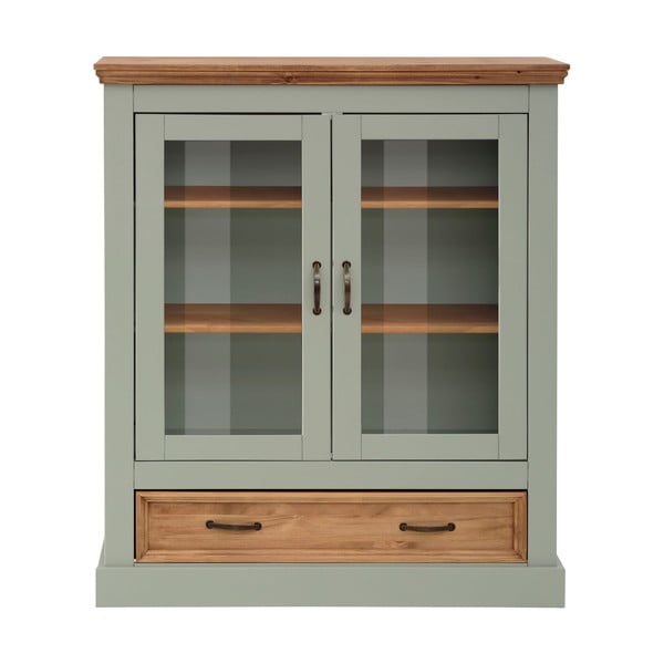 Svijetlo zelena vitrina od masivnog bora 100x120 cm Selma – Støraa