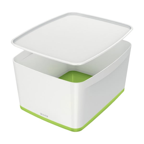 Bijelo-zelena kutija s poklopcem Leitz MyBox, volumen 18 l