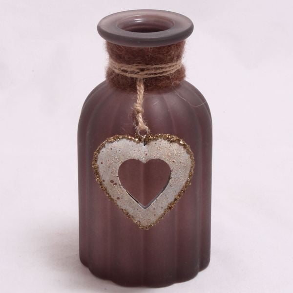 Tamnoružičasta vaza sa slamnatim ukrasom Dakls Heart