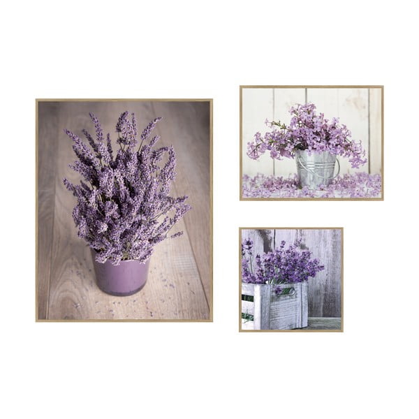 Slike u setu 3 kom 40x50 cm Purple Flowers – knor