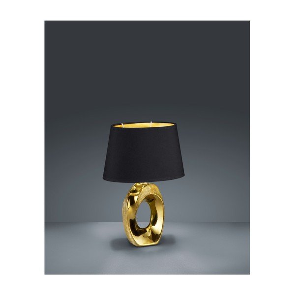 Stolna lampa u crno-zlatnoj boji od keramike i tkanine Reality Taba, visina 33 cm-image-1