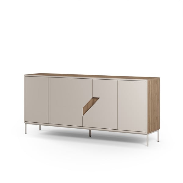 Krem/u prirodnoj boji komoda u dekoru hrasta 180x80x40 cm Lilou – Marckeric-image-3