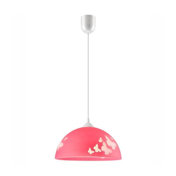 Ružičasta dječja svjetiljka sa staklenim sjenilom ø 30 cm Mariposa – LAMKUR