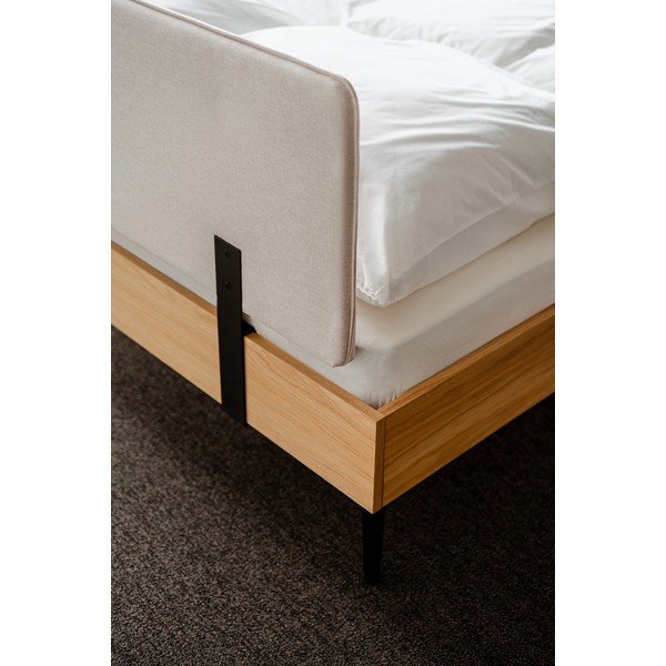 Tapecirani/od iverice bračni krevet u dekoru hrasta s podnicom 160x200 cm u prirodnoj boji Streiko – noo.ma-image-4