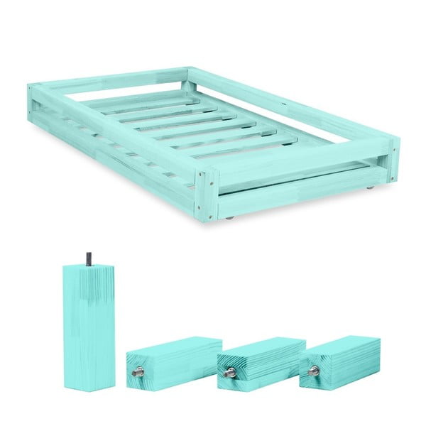 Set plavih ladica ispod kreveta i 4 produžene noge Benlemi, za krevet 80 x 160 cm