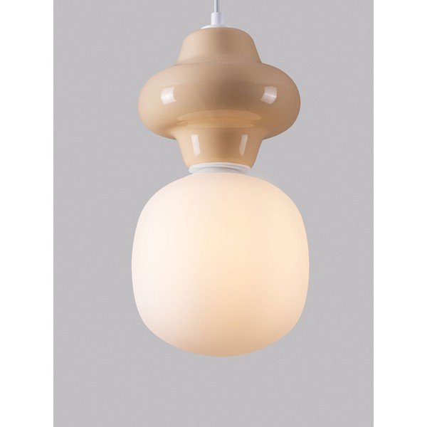 Bijela/krem viseća svjetiljka keramička sa staklenim sjenilom ø 18 cm Clio – Nova Luce-image-1
