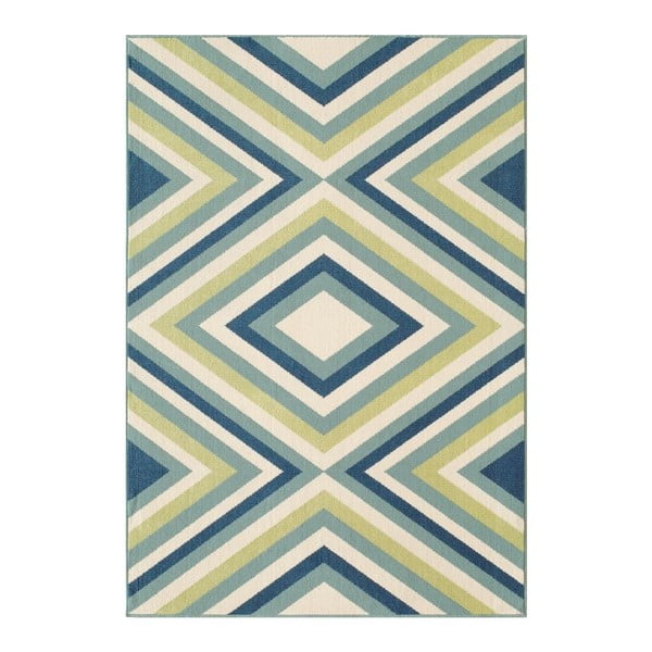 Plavo-zeleni vanjski tepih Floorita Rombo, 133 x 190 cm