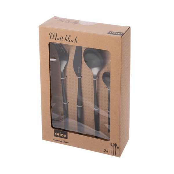 Crni pribor 24 kom od nehrđajućeg čelika – Orion-image-4