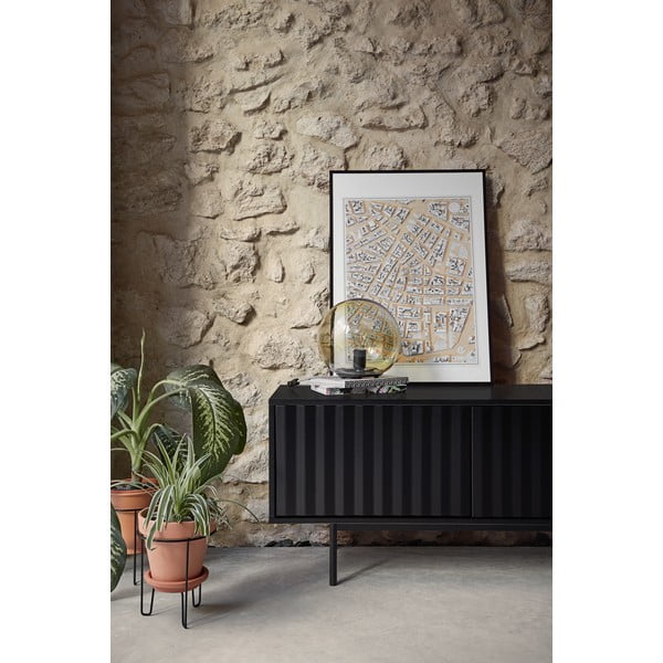 Crna/u prirodnoj boji TV komoda u dekoru hrasta 180x52 cm Sierra – Teulat-image-1