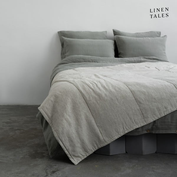 Laneni prošiveni prekrivač u prirodnoj boji 140x220 cm Melange – Linen Tales