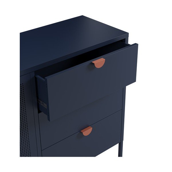 Tamno plava metalna komoda 140x90x40 cm Sayla – Marckeric-image-3