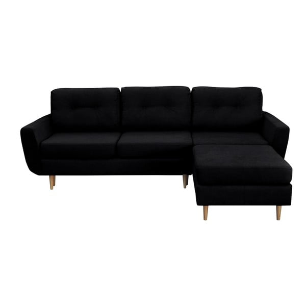 Crni kauč na razvlačenje sa svijetlim nogama Mazzini Sofas Tulipe, desni kut
