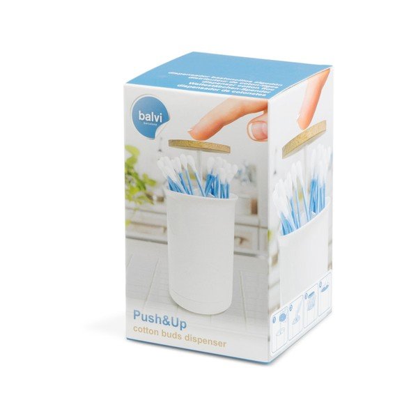 Bijeli kupaonski organizator za pamučne vatice Push&Up – Balvi-image-3