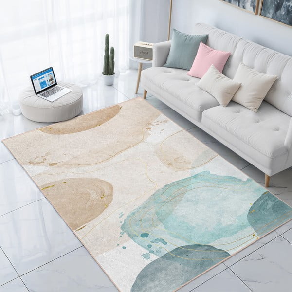 Krem/tirkizni perivi tepih 160x230 cm Puddle – Mila Home-image-4