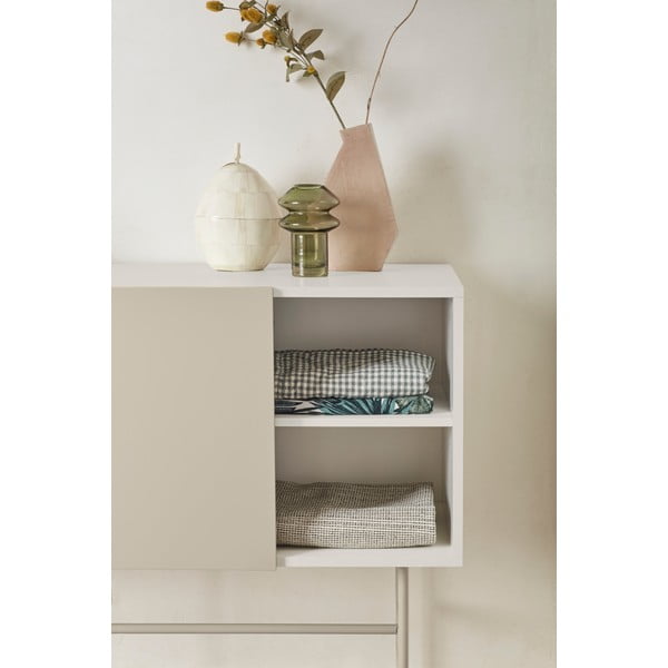 Bež/krem niska komoda s kliznim vratima 140x91 cm Nube – Teulat-image-1