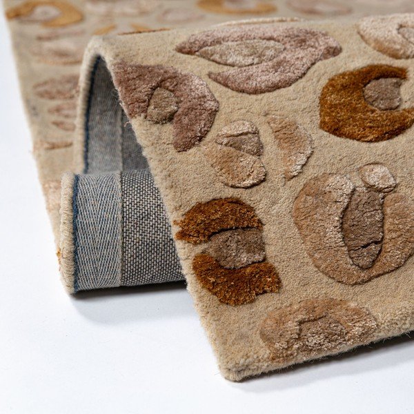 Ručno rađen tepih od mješavine vune u prirodnoj boji 160x230 cm Leopard Frame – Flair Rugs-image-4