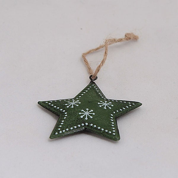 Metalni viseći ukras zelene zvjezdice, 6 kom-image-1