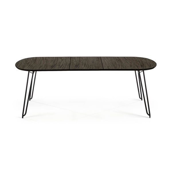 Tamno smeđi proširiv blagovaonski stol s pločom stola u dekoru jasena 100x170 cm Milian – Kave Home-image-4