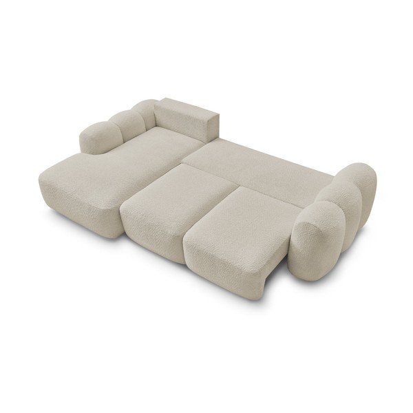 Bež sklopiva/s prostorom za odlaganje kutna garnitura od bouclé tkanine (s lijevim kutom/s ležaljkom) Montaigne – Bobochic Paris-image-3