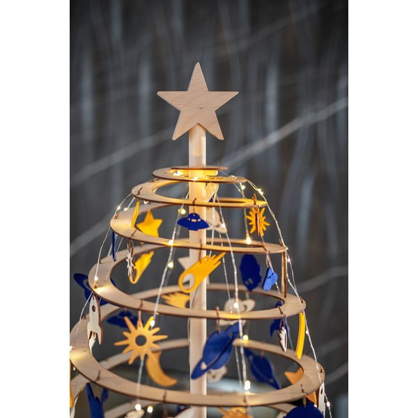 Drvena zvijezda na ukrasnom božićnom drvcu Spira Small-image-2