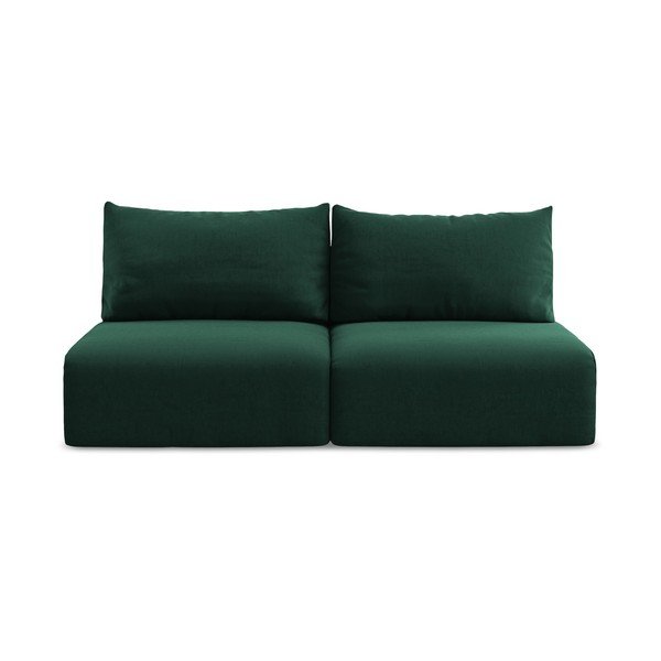Tamno zelena baršunasti sklopiva/s prostorom za odlaganje sofa 216 cm Kalena – Makamii