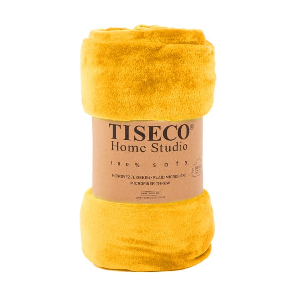 Oker žuti prekrivač od mikropliša za bračni krevet 220x240 cm Cosy - Tiseco Home Studio
