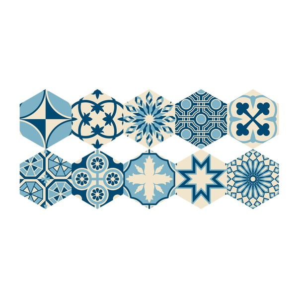 Set od 10 podnih naljepnica Ambiance Floor Stickers Hexagons Anéma, 40 x 90 cm