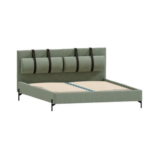 Zeleni tapecirani bračni krevet s podnicom 160x200 cm Tulsa – Ropez