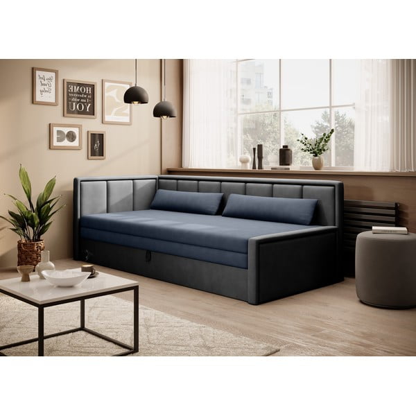 Plava/siva sklopiva/s prostorom za odlaganje sofa od šenila 214 cm Fulgeo – ELTAP-image-1