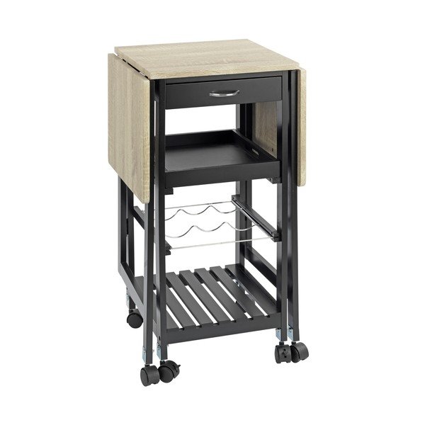 Crna/u prirodnoj boji vitrina za vino u dekoru hrasta broj boca 3 kom, 97x77 cm – Maximex-image-2