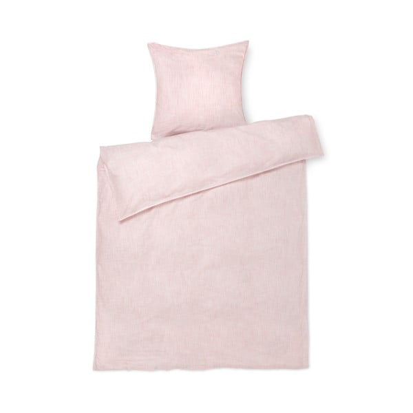 Bijelo-ružičasta posteljina za krevet za jednu osobu od organskog pamuka 140x200 cm Monochrome Lines – JUNA