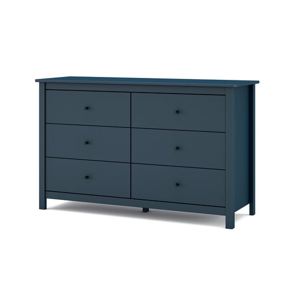 Tamnoplava niska komoda od borovine 130x80 cm Misti - Marckeric-image-2