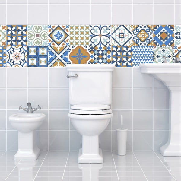 Set od 24 zidne naljepnice Ambiance Azulejos Ornaments Mosaic, 10 x 10 cm