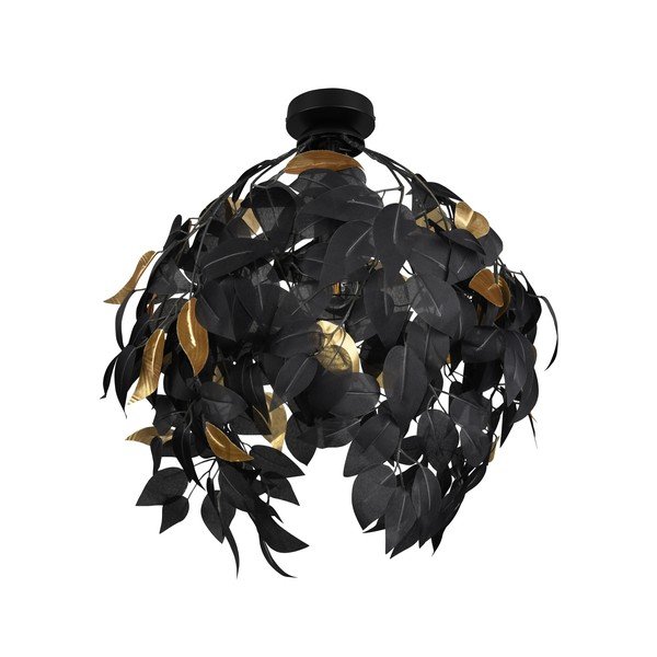 Mat crna metalna stropna svjetiljka s plastičnim sjenilom ø 38 cm Leavy – Reality