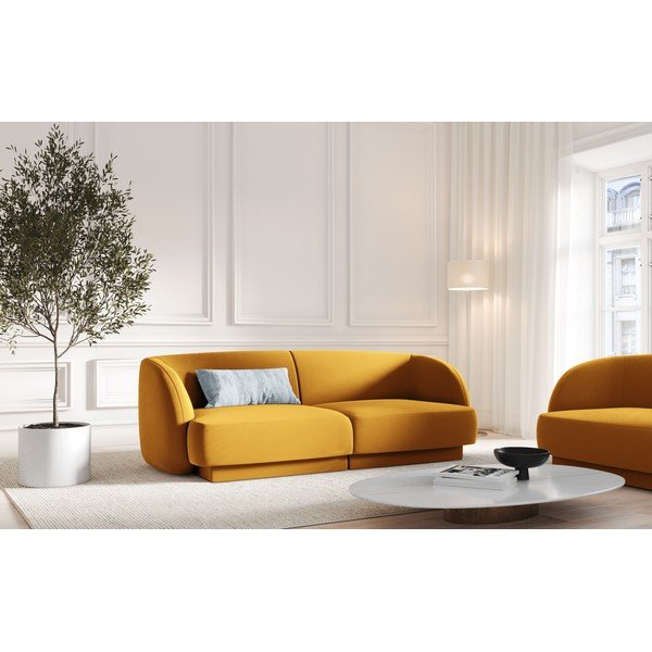 Senf žuta baršunasta sofa 184 cm Miley  – Micadoni Home-image-1