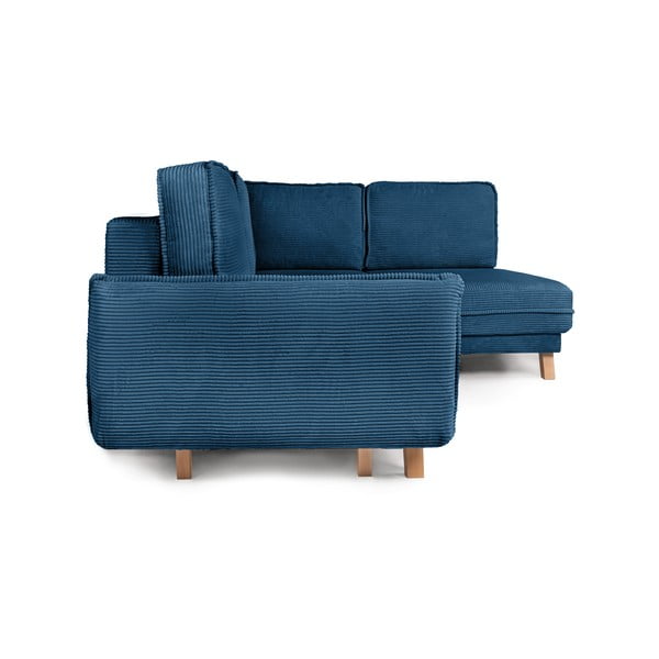 Plava sklopiva kutna garnitura od samta (s desnim kutom) Tori – Bonami Selection-image-3