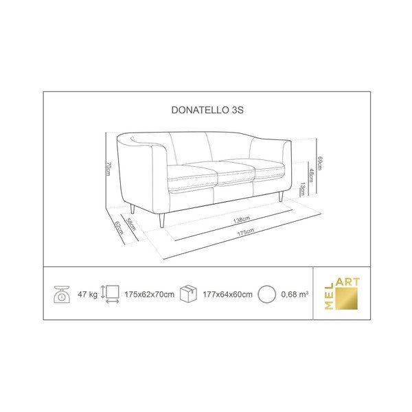 Bež sofa od baršuna Kooko Home Glam, 175 cm-image-2